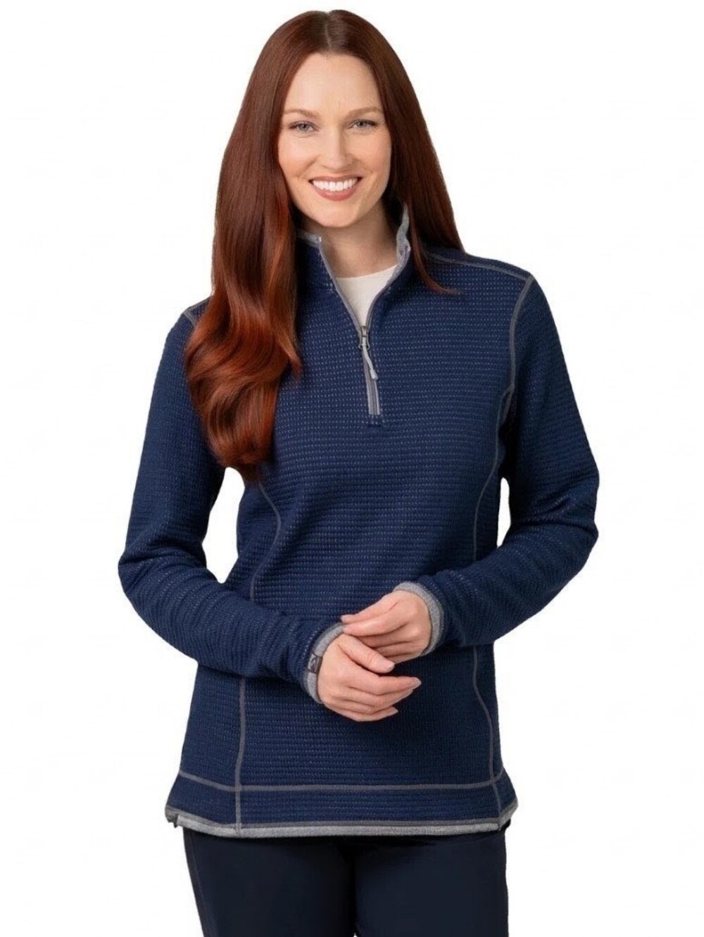 Storm Creek Women's Maverick Waffle Quarter-Zip Brown Pullover Sz S - Picture 2 of 4